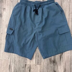 Men's Blue Cargo Swim Shorts with Drawstring